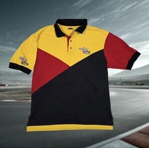 Pennzoil Racing Polo Shirt Colorblock USA Yellow Red Black Embroidered Large